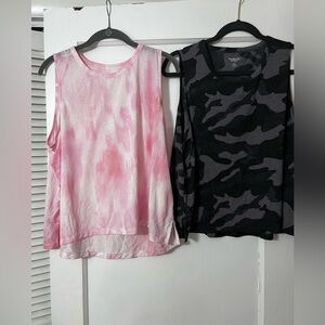 2 pack Old Navy Active Go Dry Pink Tie-Dye and Black Camo Muscle Tees combo